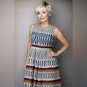 MUSE Jewel  Embellished Abstract Sleeveless Dress